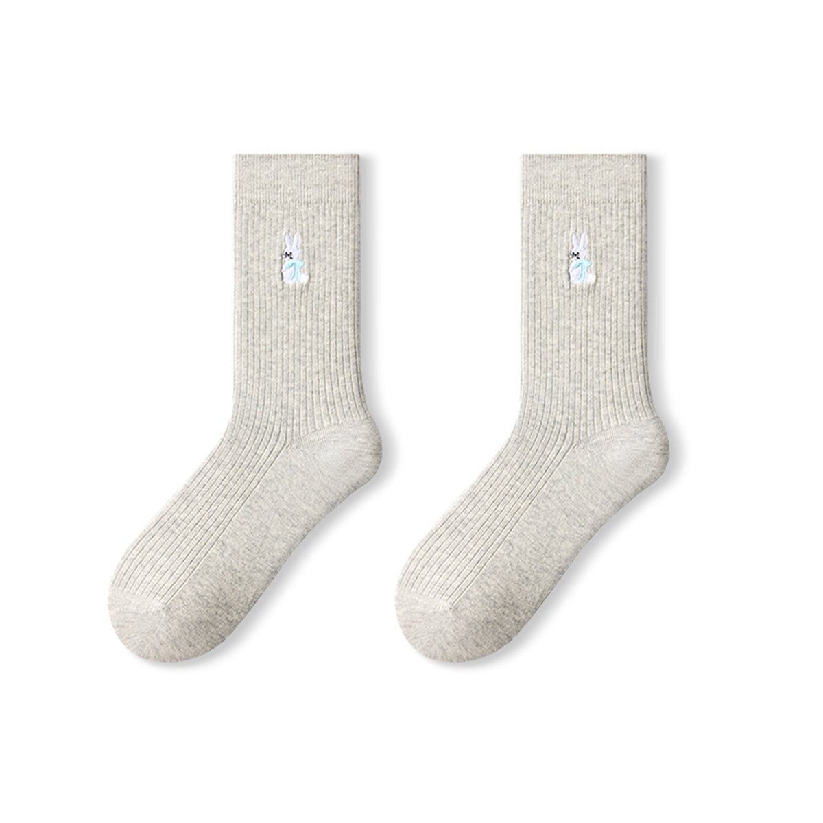 Women's Mini Animal Embroidery Ribbed Crew Socks - 5 Pair All - Season Set