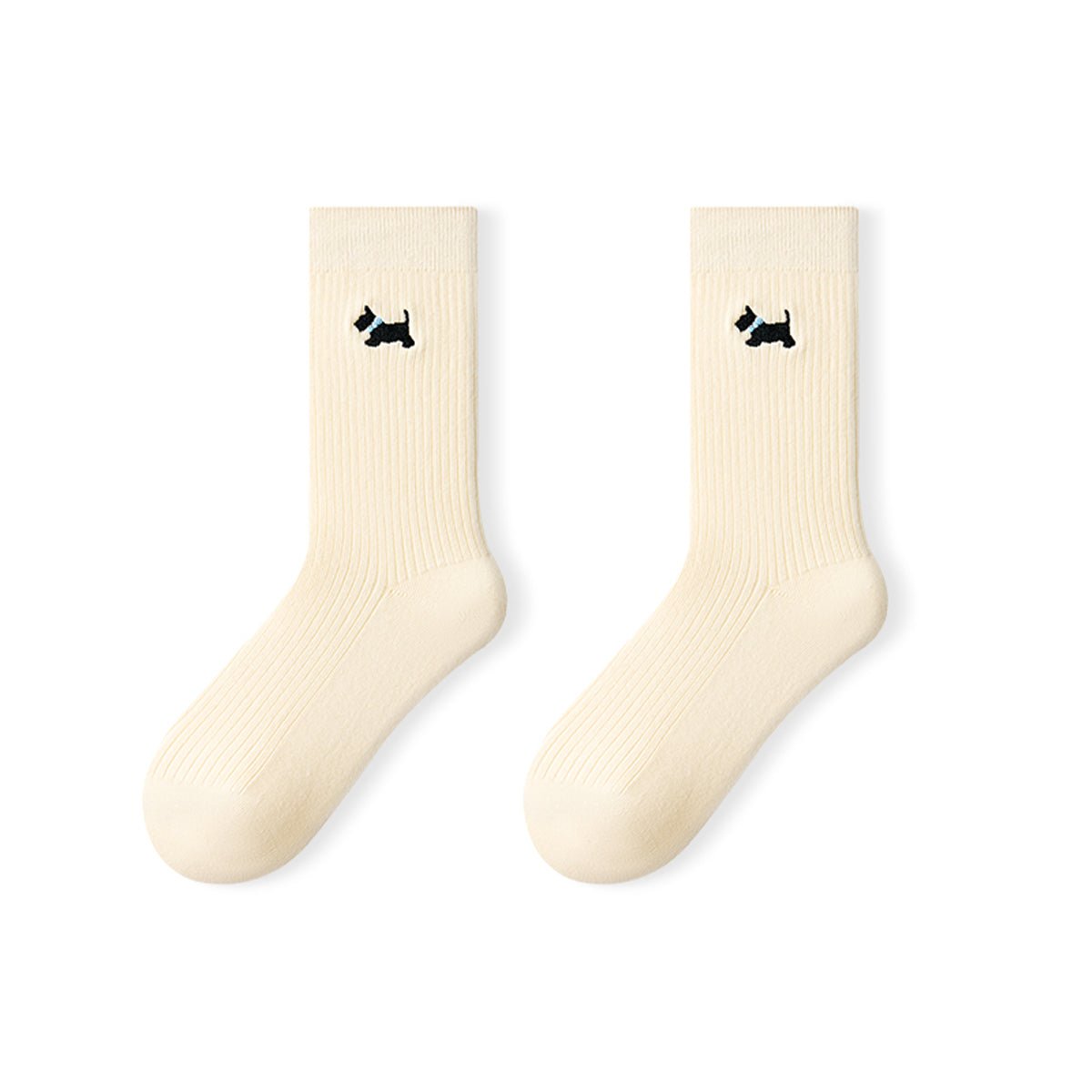 Women's Mini Animal Embroidery Ribbed Crew Socks - 5 Pair All - Season Set
