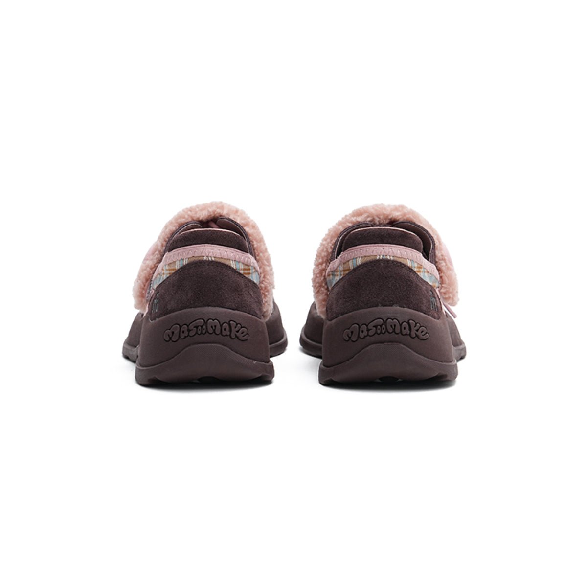 Women's Plaid Fleece - Lined Chunky Sneakers – Sherpa Strap Lace - Up Shoes