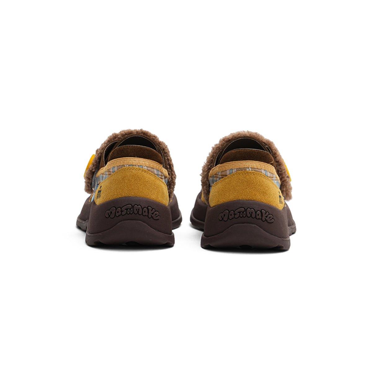 Women's Plaid Fleece - Lined Chunky Sneakers – Sherpa Strap Lace - Up Shoes