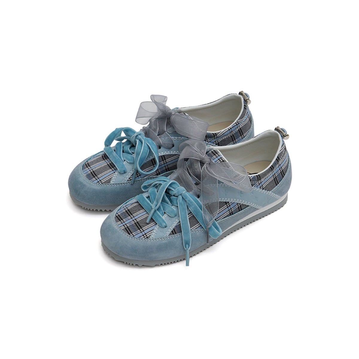 Women's Plaid Ribbon Lace GAT Sneakers – Coquette Flat Trainer Shoes