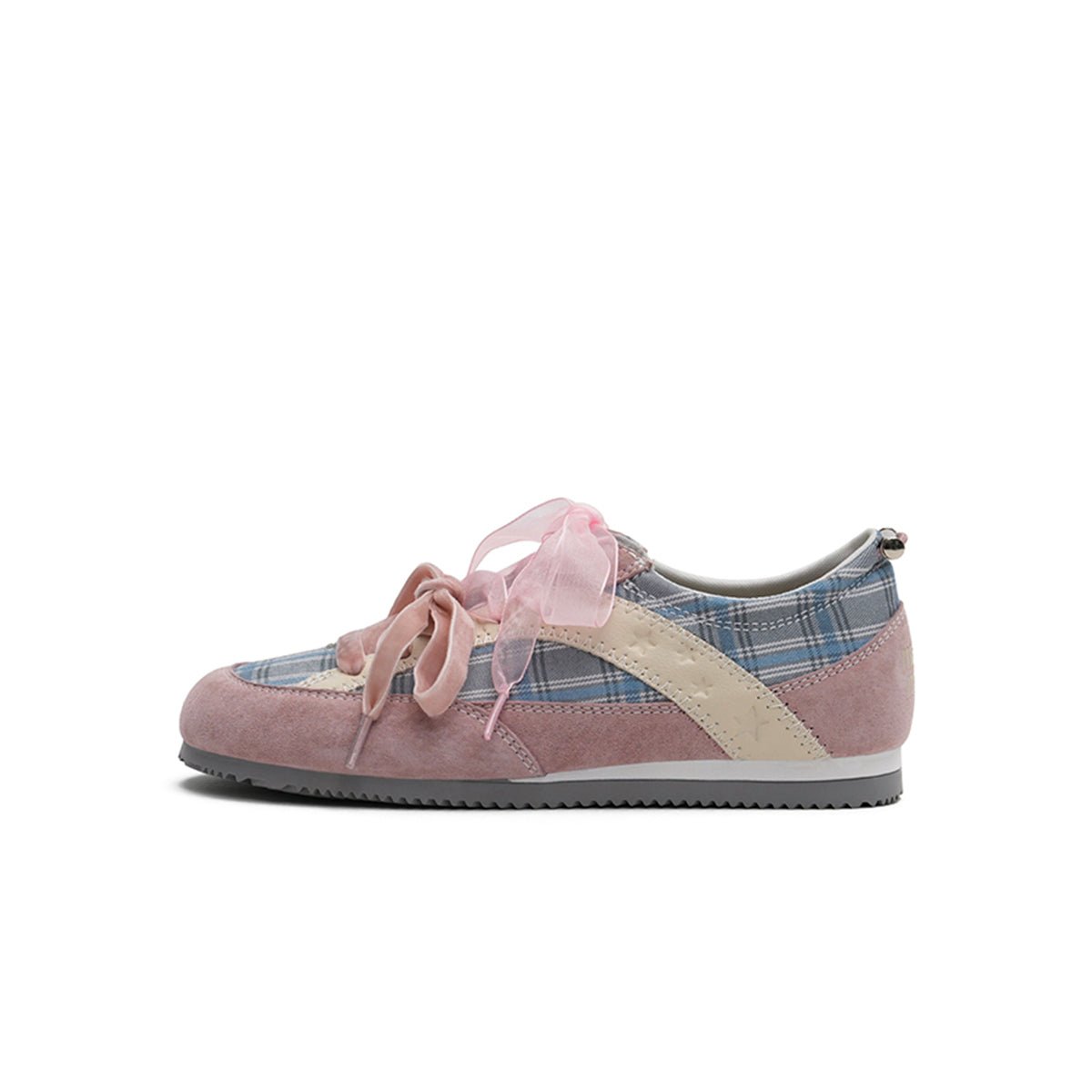 Women's Plaid Ribbon Lace GAT Sneakers – Coquette Flat Trainer Shoes