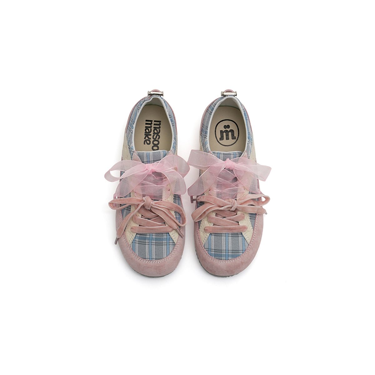 Women's Plaid Ribbon Lace GAT Sneakers – Coquette Flat Trainer Shoes