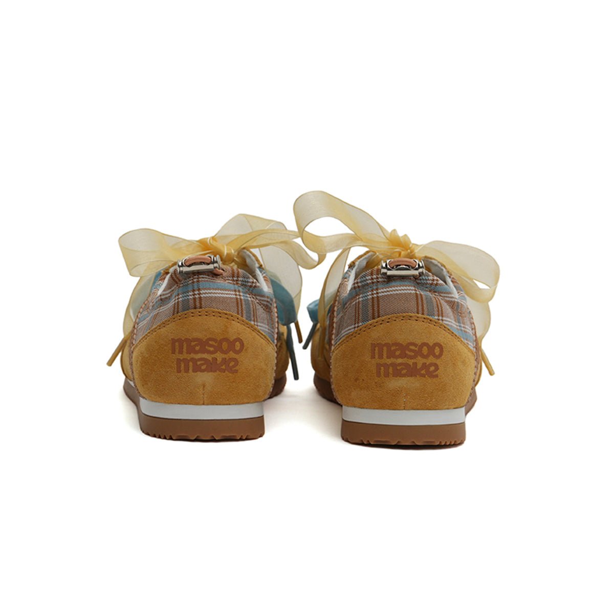 Women's Plaid Ribbon Lace GAT Sneakers – Coquette Flat Trainer Shoes