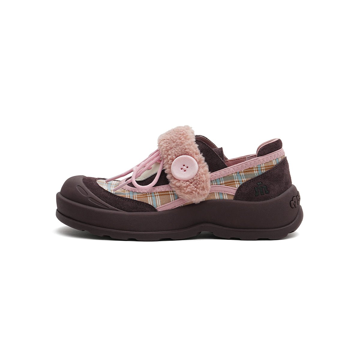 Women's Plaid Sherpa Chunky Sneakers – Cozy Lace - Up Shoes
