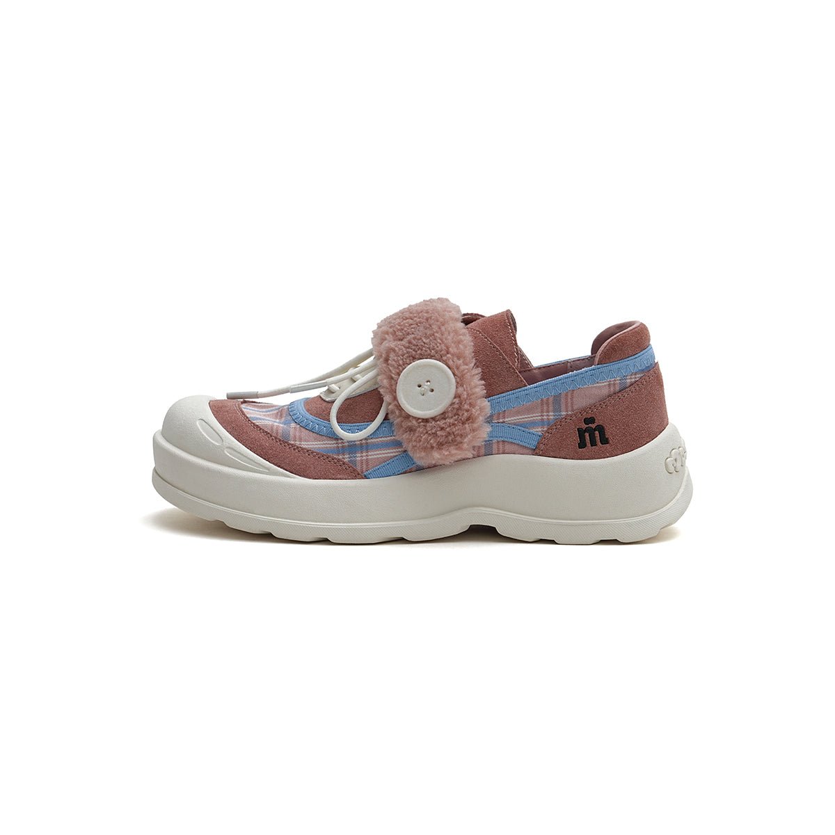 Women's Plaid Sherpa Chunky Sneakers – Cozy Lace - Up Shoes
