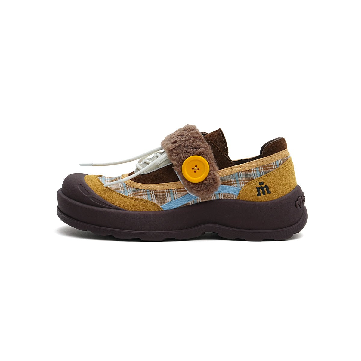 Women's Plaid Sherpa Chunky Sneakers – Cozy Lace - Up Shoes