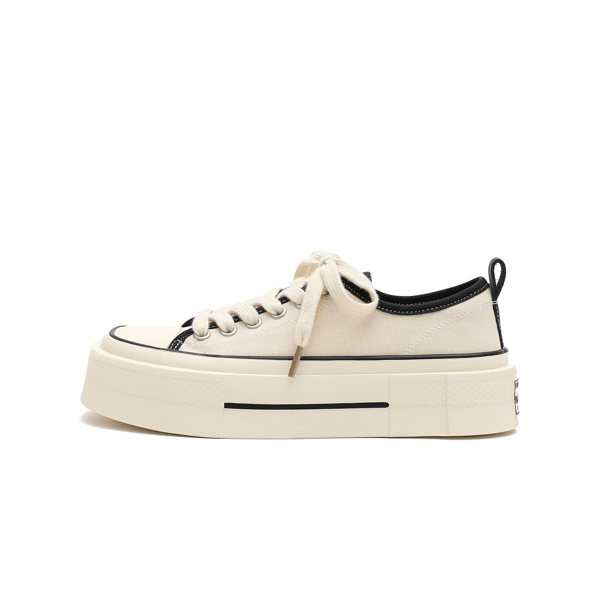 Women's Platform Canvas Low-Top Sneakers – Beige