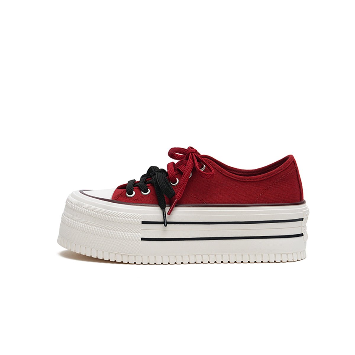 Women's Platform Canvas Sneakers – Double Stripe Chunky Shoes