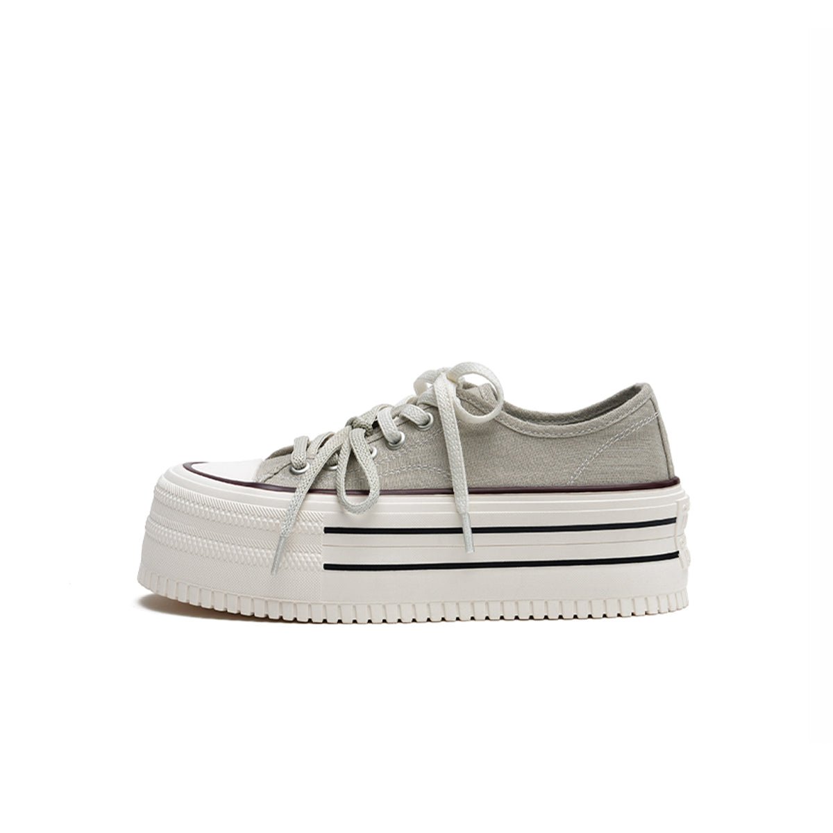 Women's Platform Canvas Sneakers – Double Stripe Chunky Shoes