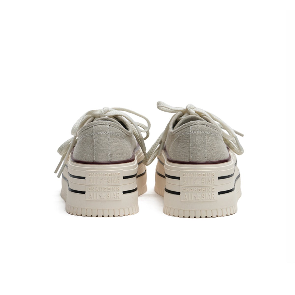 Women's Platform Canvas Sneakers – Double Stripe Chunky Shoes