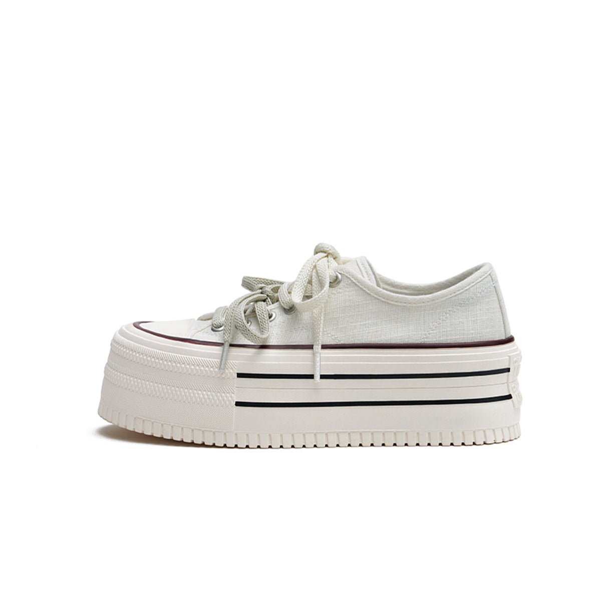 Women's Platform Canvas Sneakers – Double Stripe Chunky Shoes