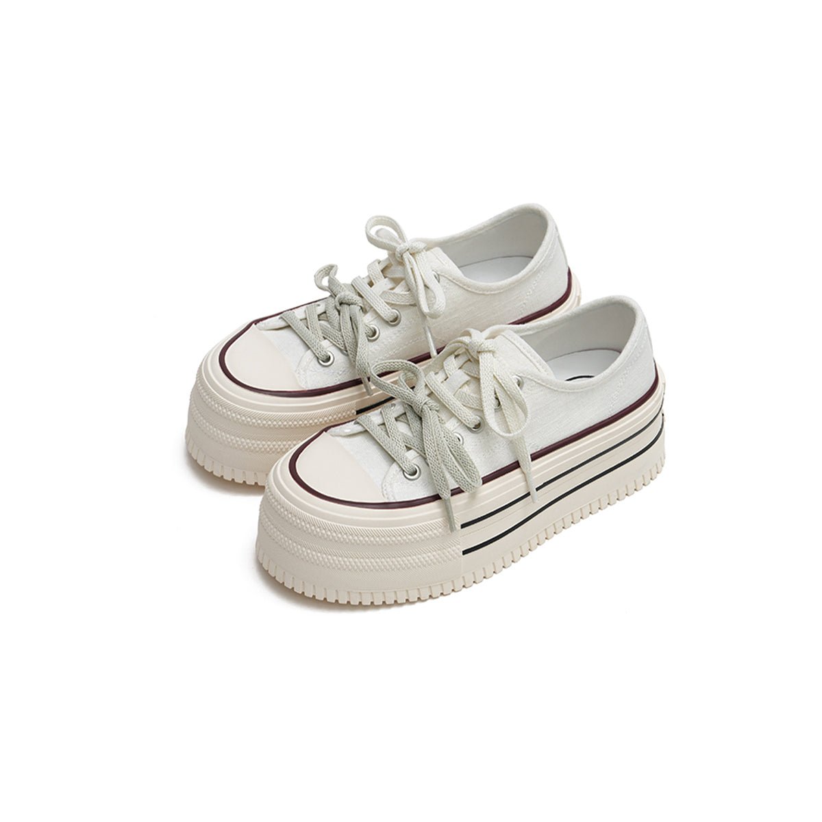 Women's Platform Canvas Sneakers – Double Stripe Chunky Shoes