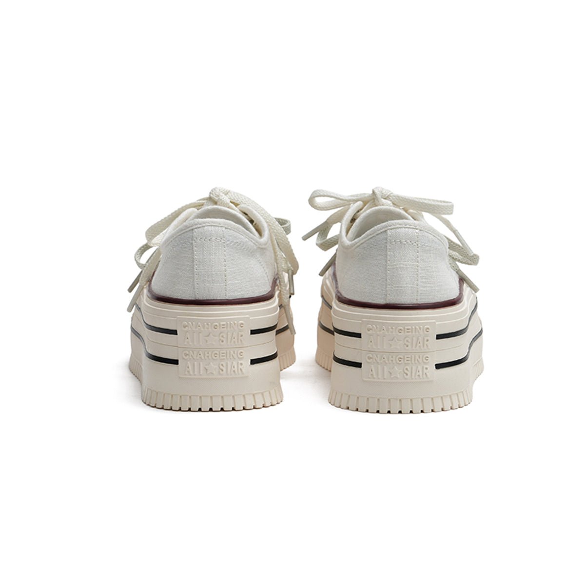 Women's Platform Canvas Sneakers – Double Stripe Chunky Shoes
