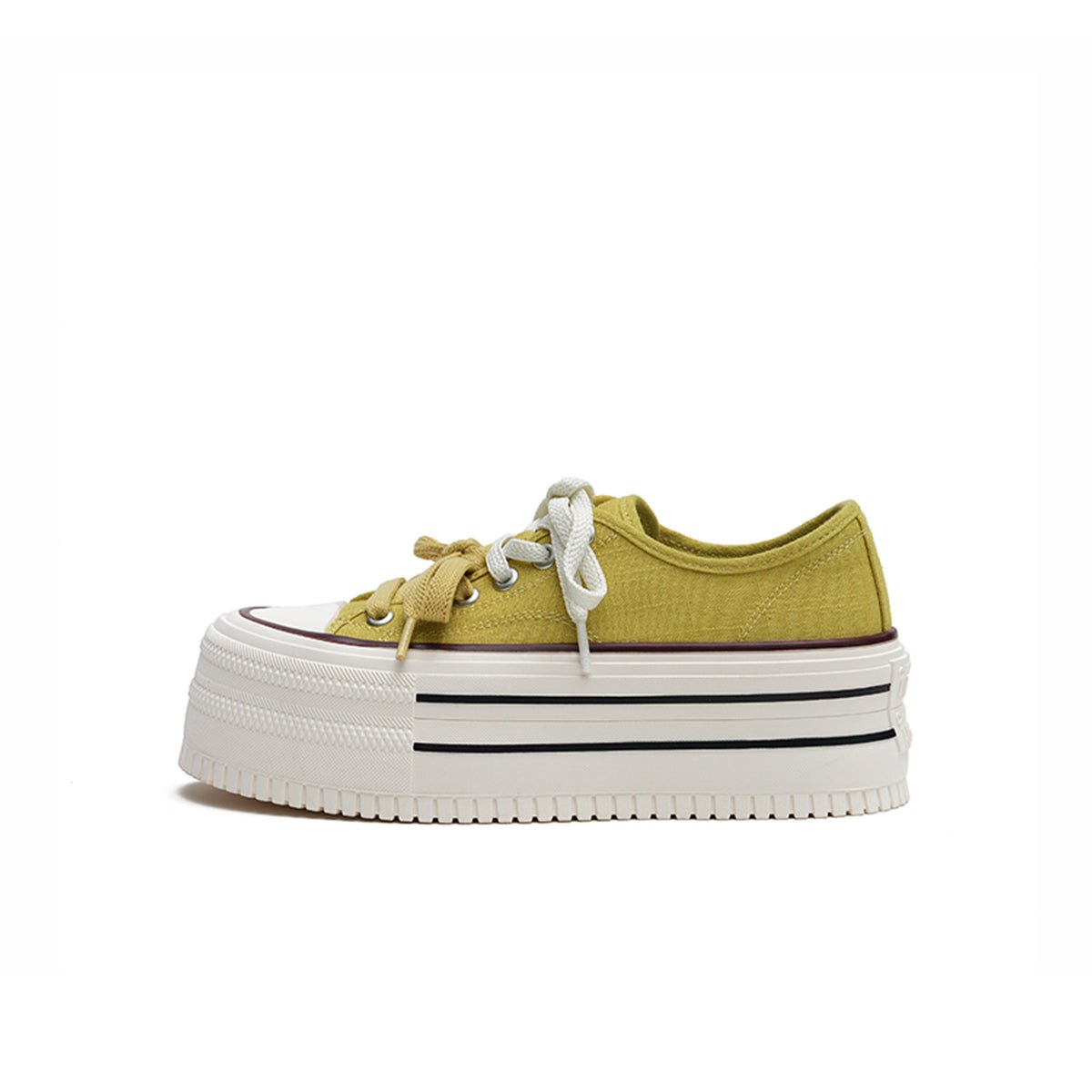 Women's Platform Canvas Sneakers – Double Stripe Chunky Shoes