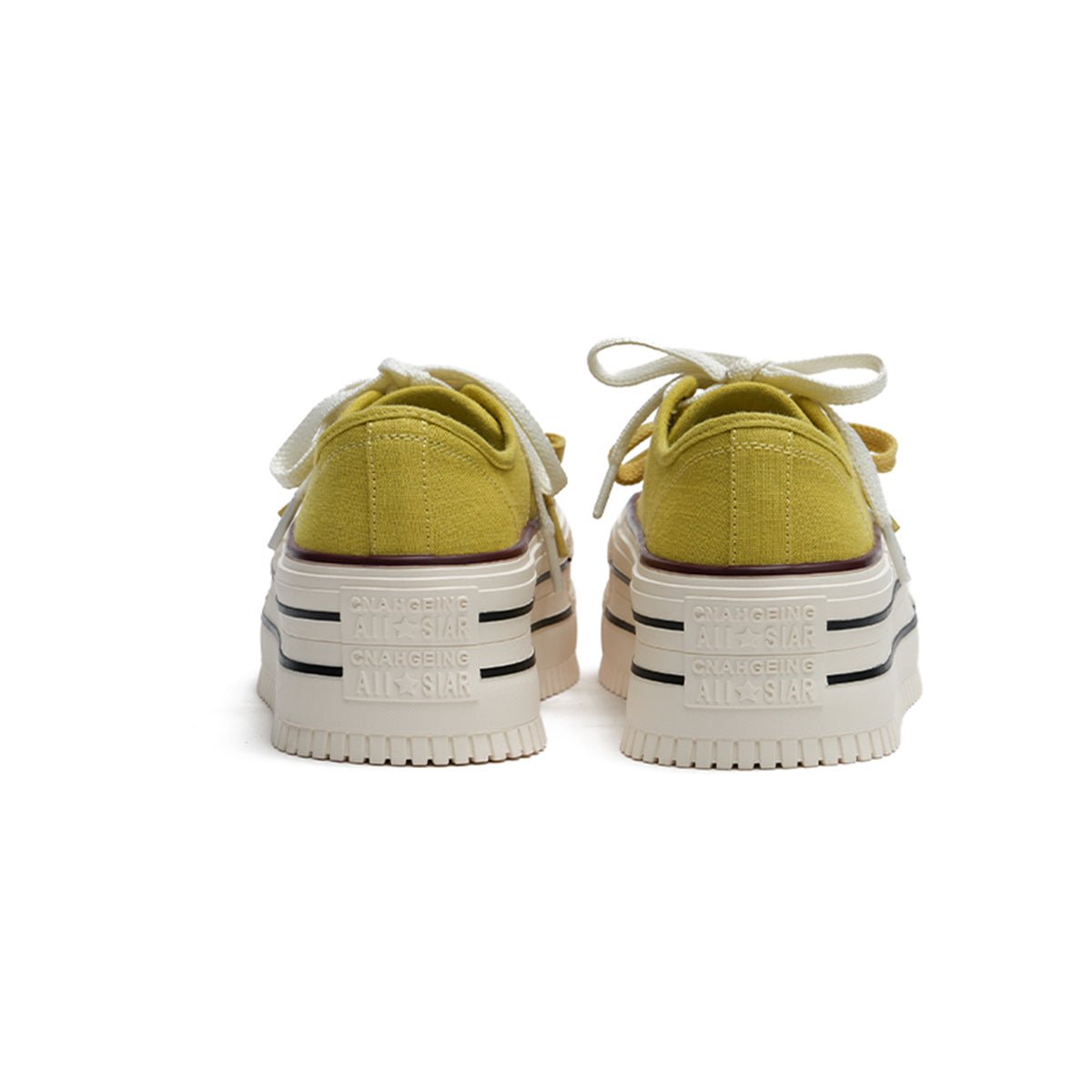 Women's Platform Canvas Sneakers – Double Stripe Chunky Shoes