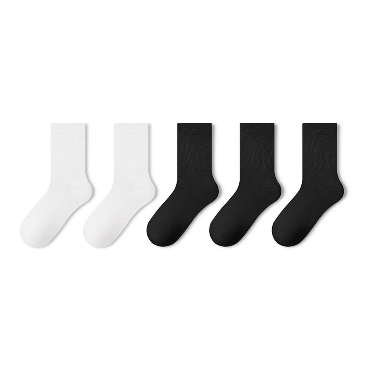 Women's Pure Cotton Mid - Calf Socks – 5 - Pair Solid Color All - Season Set