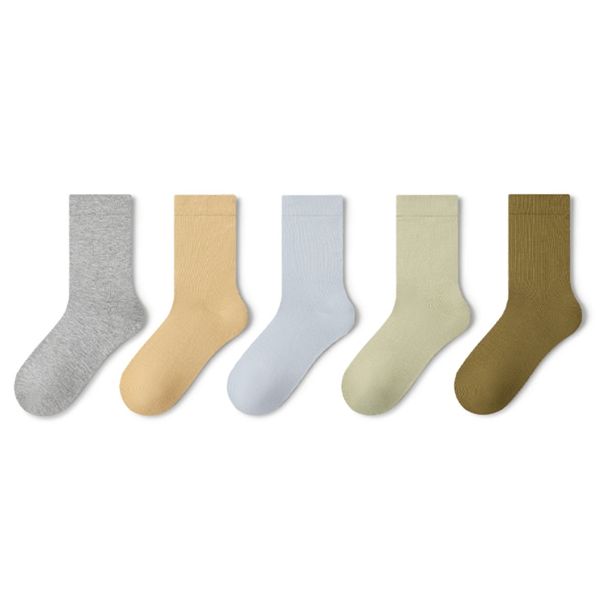 Women's Pure Cotton Mid - Calf Socks – 5 - Pair Solid Color All - Season Set