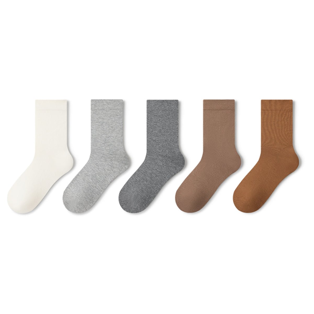 Women's Pure Cotton Mid - Calf Socks – 5 - Pair Solid Color All - Season Set