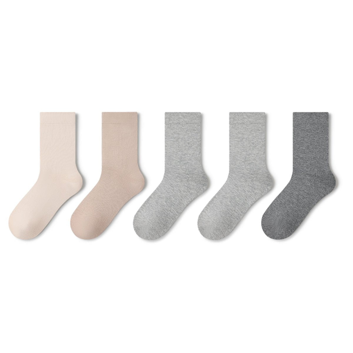 Women's Pure Cotton Mid - Calf Socks – 5 - Pair Solid Color All - Season Set