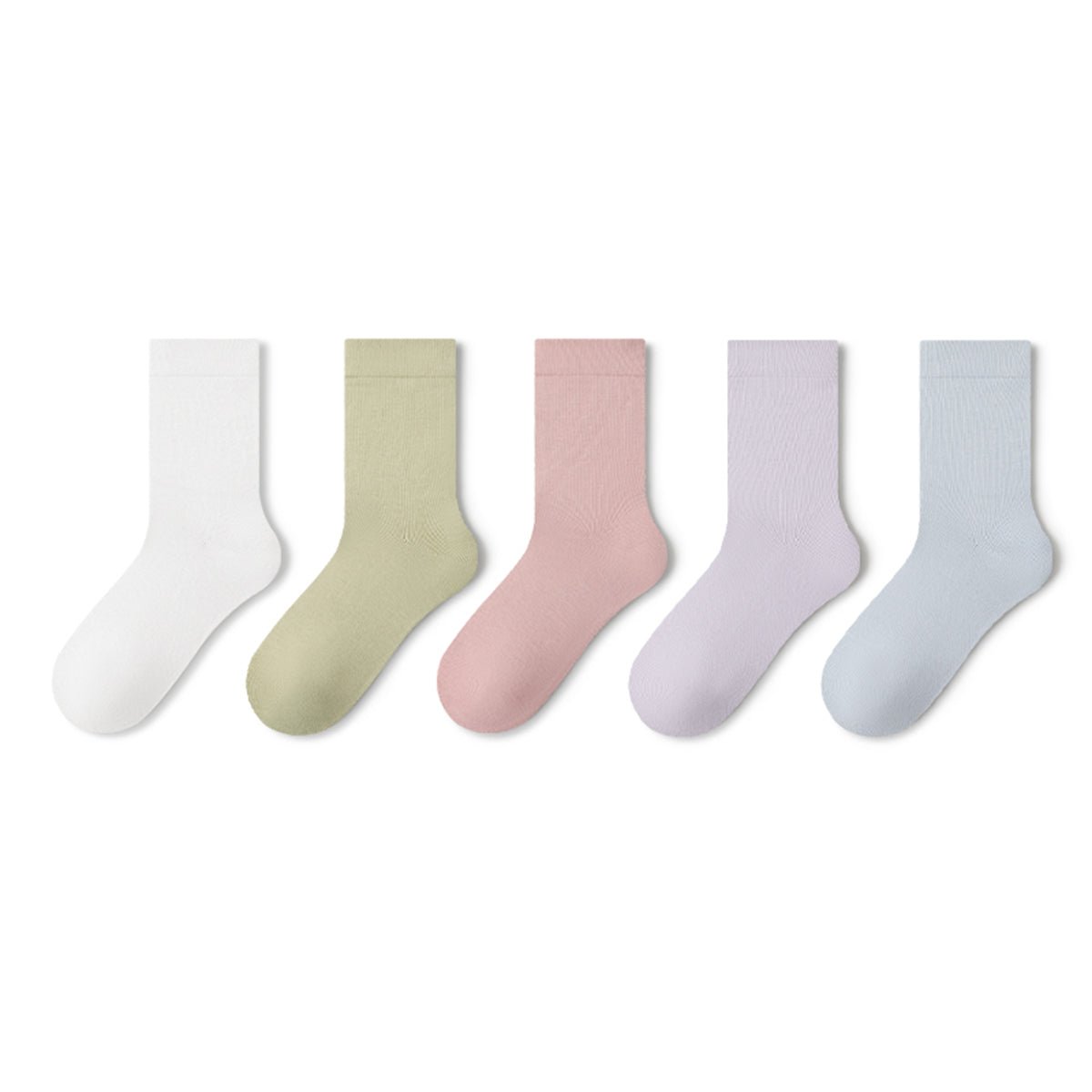 Women's Pure Cotton Mid - Calf Socks – 5 - Pair Solid Color All - Season Set