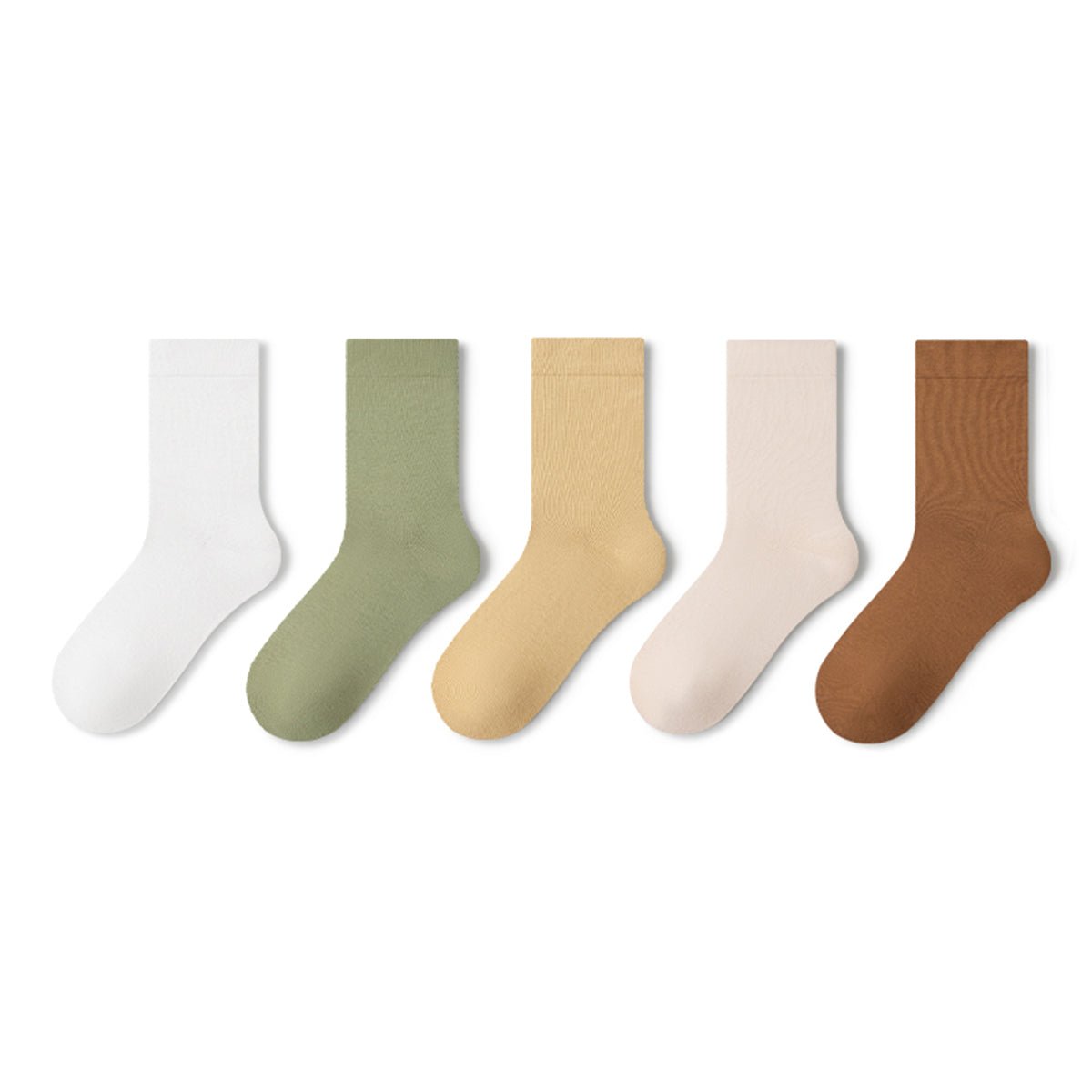 Women's Pure Cotton Mid - Calf Socks – 5 - Pair Solid Color All - Season Set