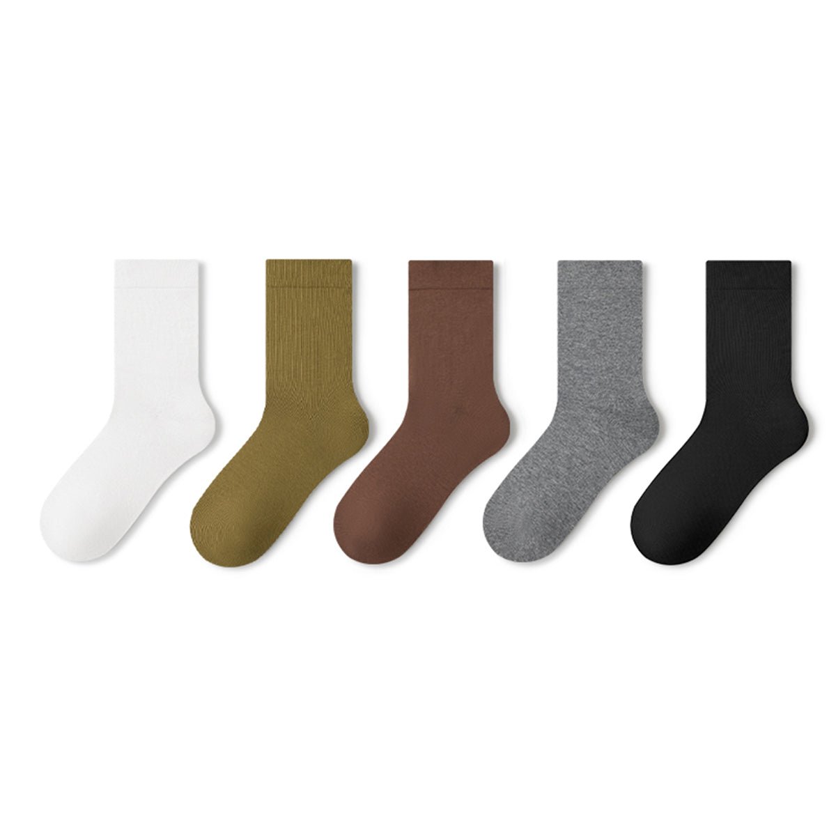 Women's Pure Cotton Mid - Calf Socks – 5 - Pair Solid Color All - Season Set