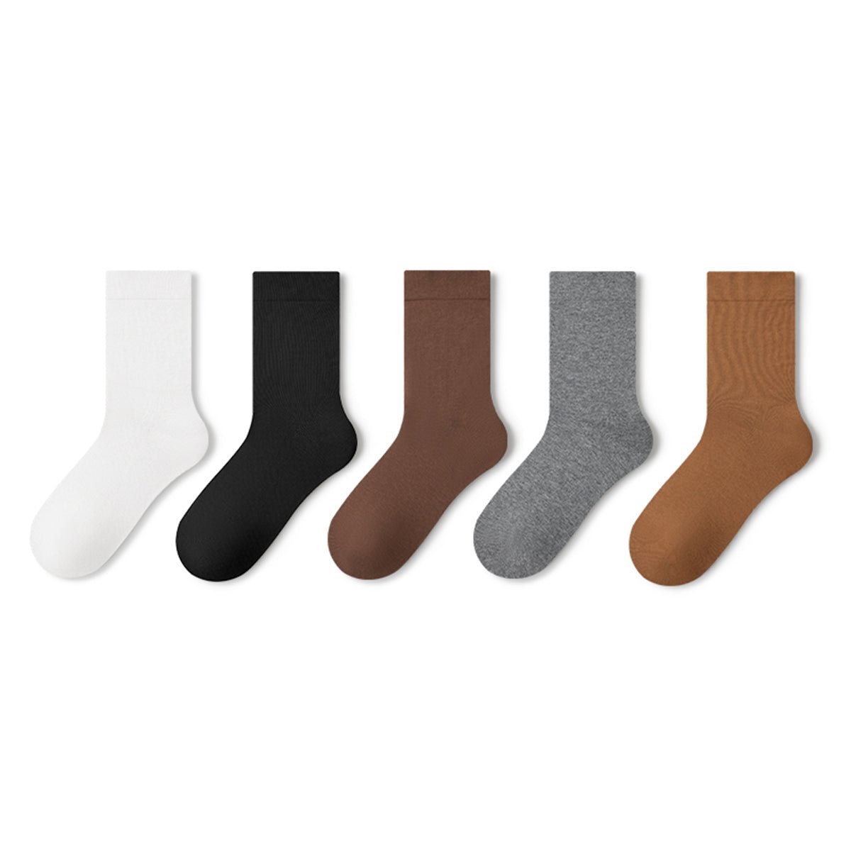 Women's Pure Cotton Mid - Calf Socks – 5 - Pair Solid Color All - Season Set