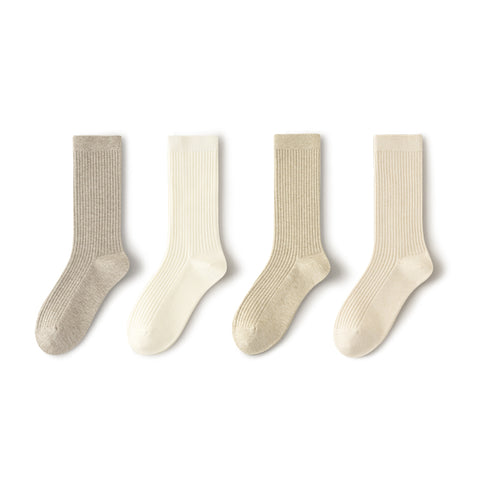 Women's Ribbed Mid-Calf Socks – 4-Pair Solid Color All-Season Set