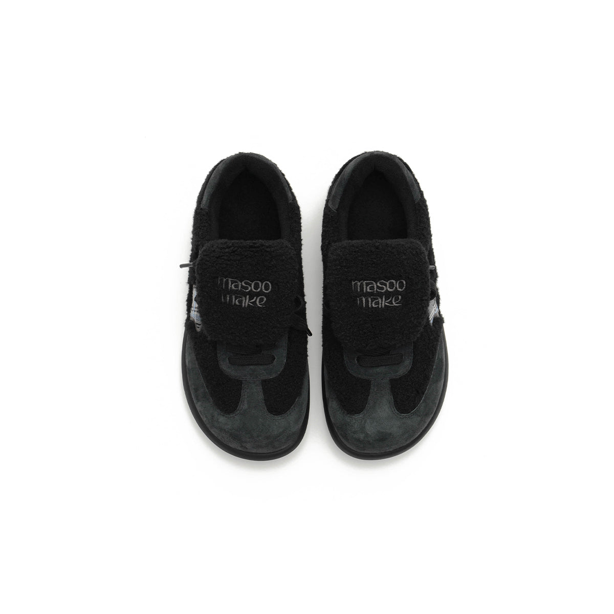 Women's Sherpa Velcro Sneakers – Plaid Star Patch Cozy Winter Shoes