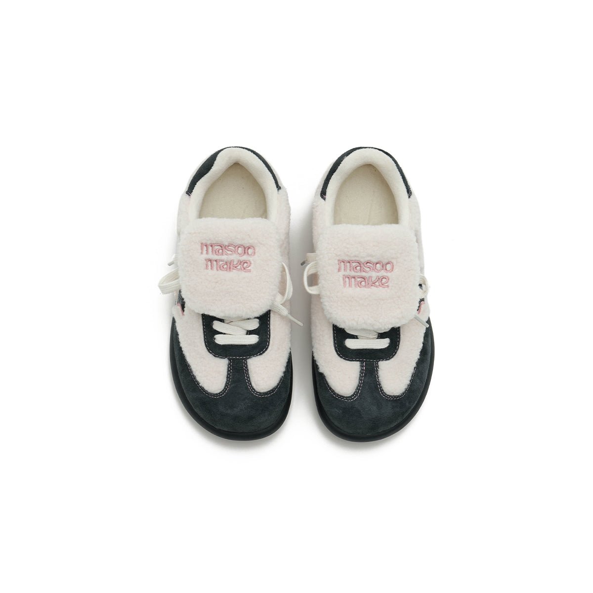Women's Sherpa Velcro Sneakers – Plaid Star Patch Cozy Winter Shoes
