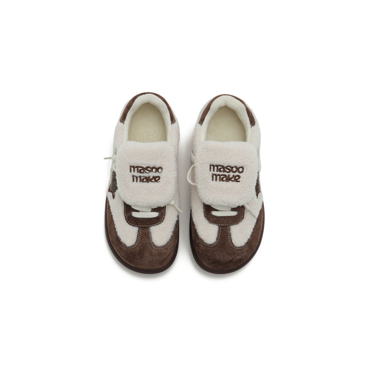 Women's Sherpa Velcro Sneakers – Plaid Star Patch Cozy Winter Shoes