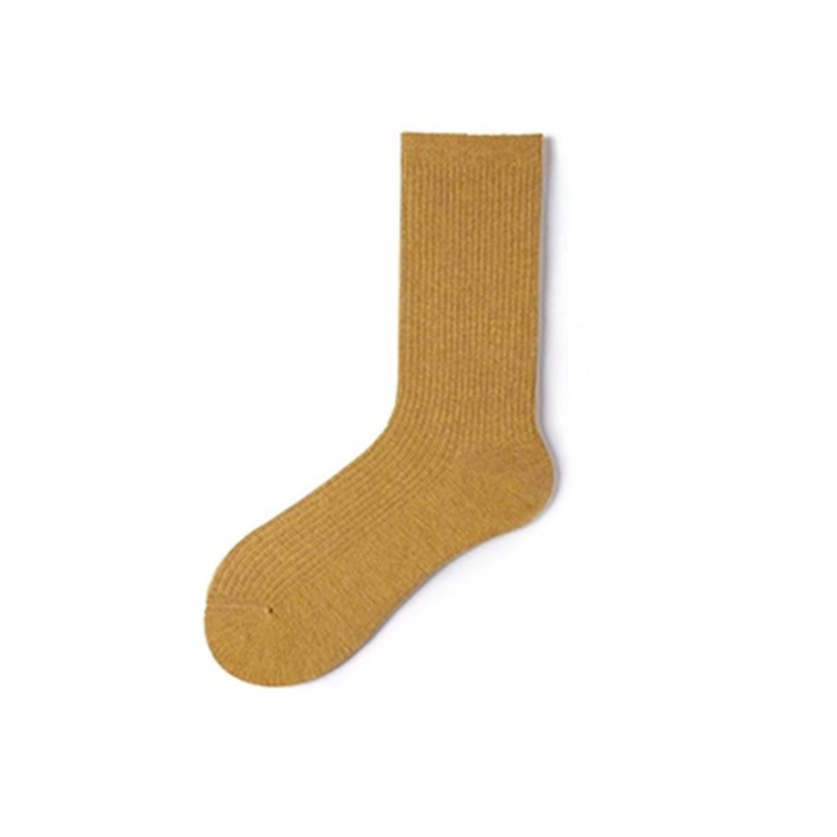 Women's Solid Ribbed Wool Mid - Calf Socks - 5 Pair Winter Set