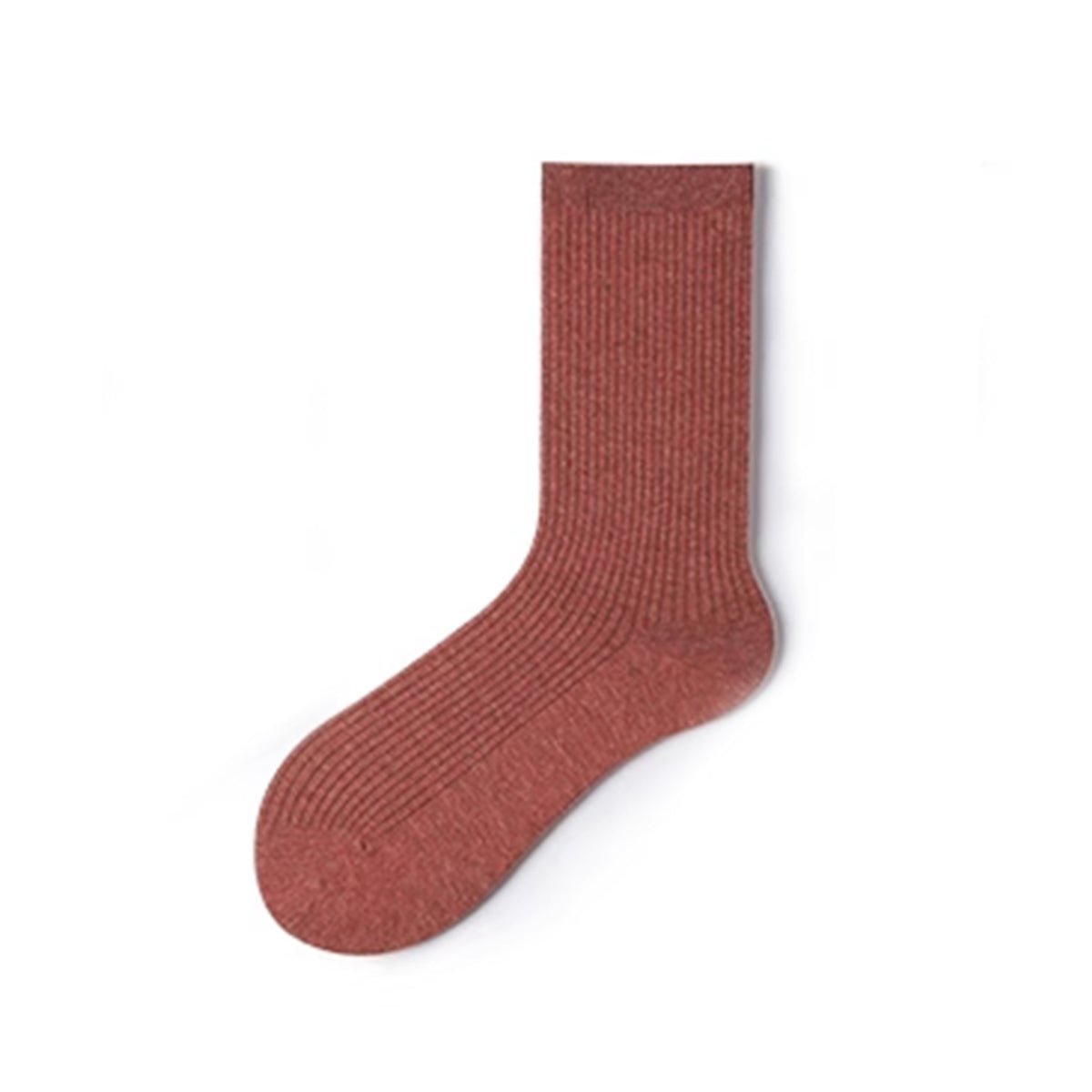 Women's Solid Ribbed Wool Mid - Calf Socks - 5 Pair Winter Set