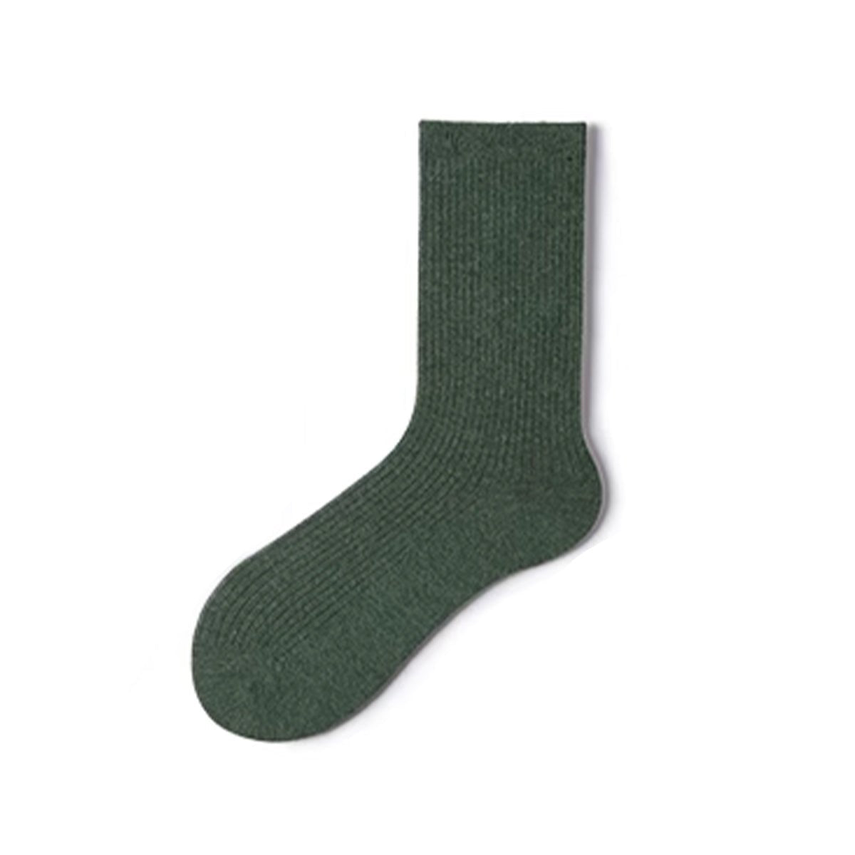Women's Solid Ribbed Wool Mid - Calf Socks - 5 Pair Winter Set