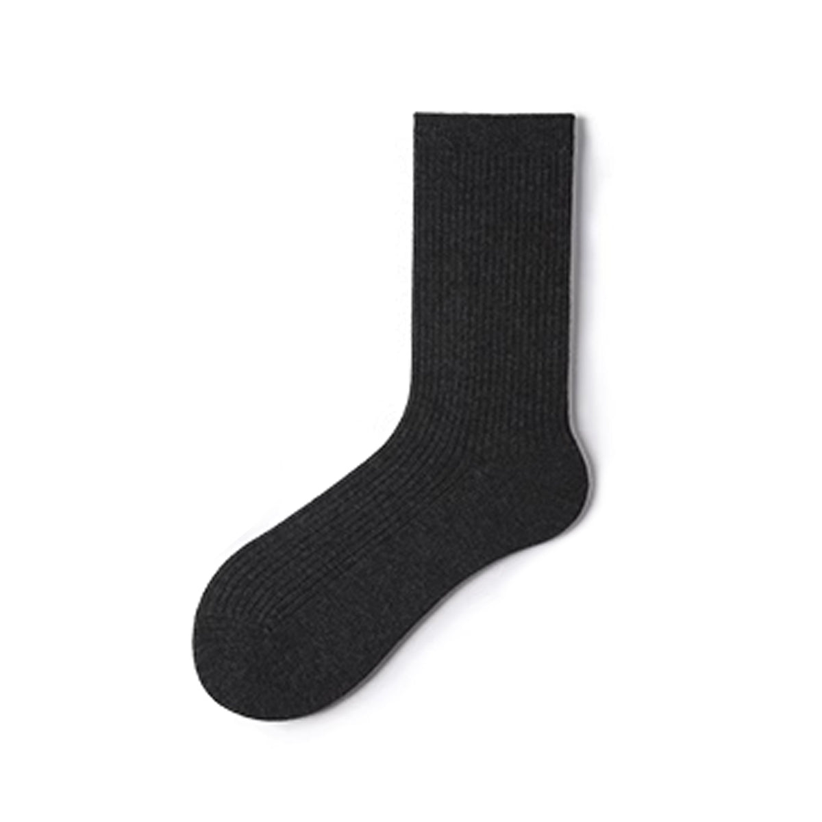 Women's Solid Ribbed Wool Mid - Calf Socks - 5 Pair Winter Set