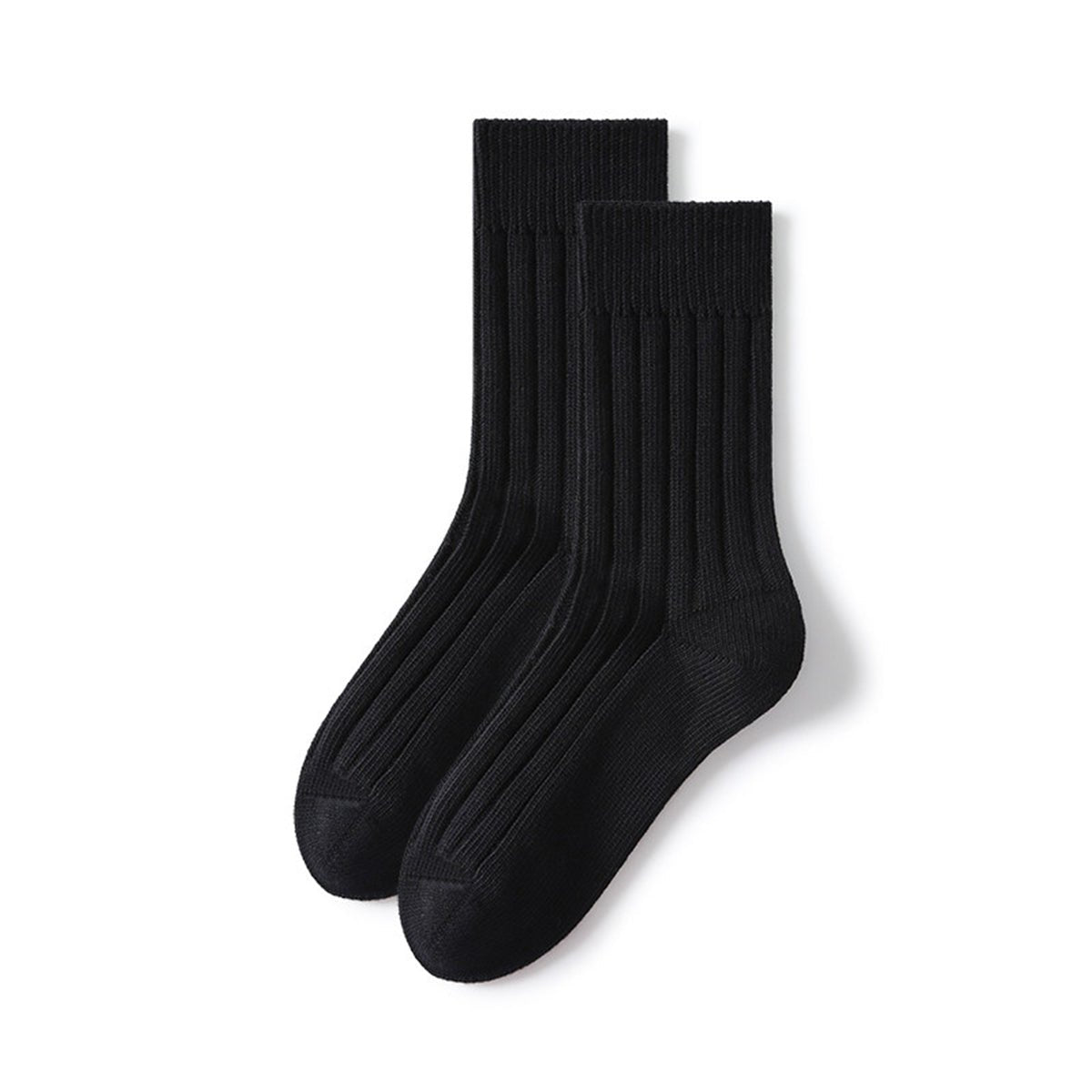 Women's Solid Thick Ribbed Vertical Pattern Mid - Calf Socks - All - Season Single Pair