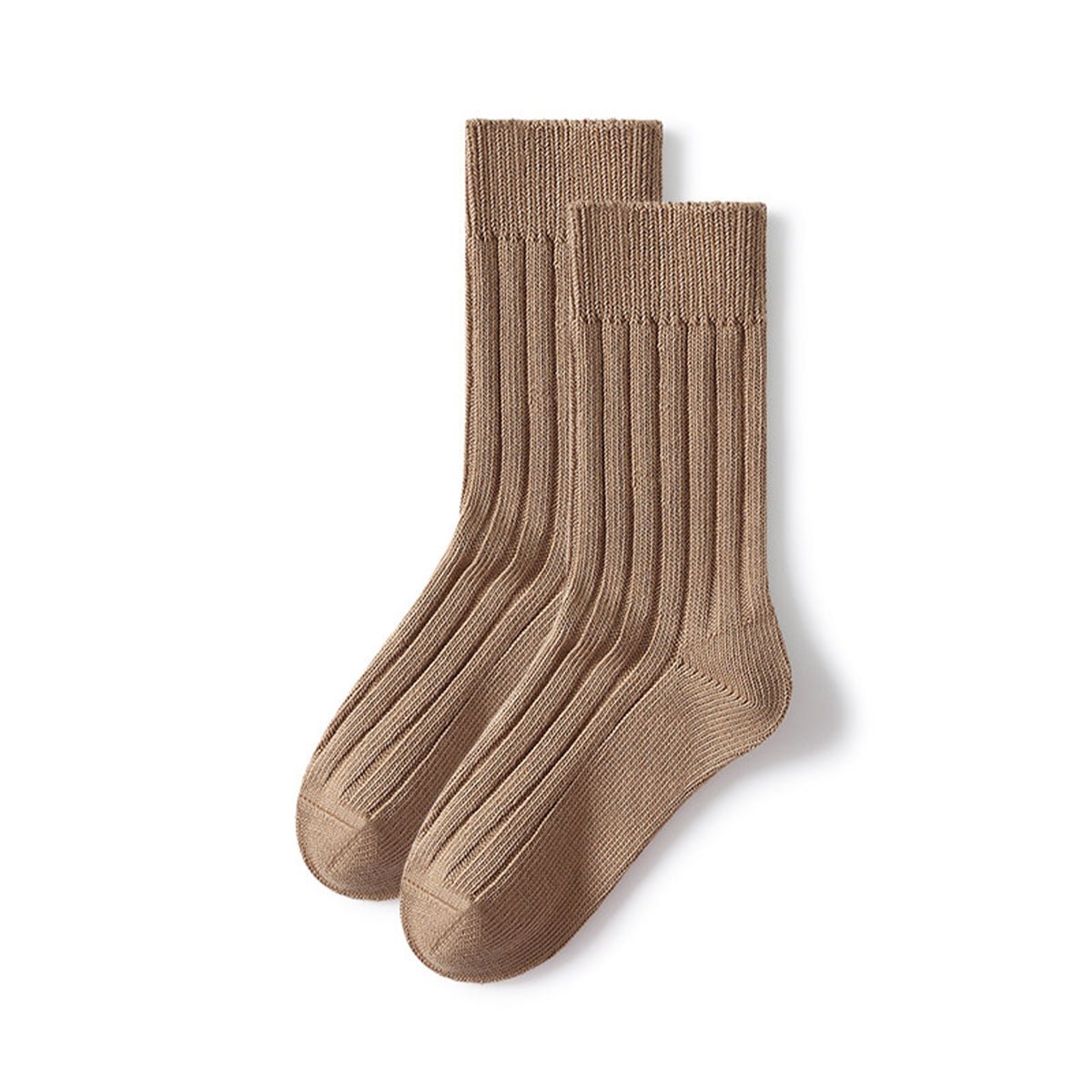 Women's Solid Thick Ribbed Vertical Pattern Mid - Calf Socks - All - Season Single Pair