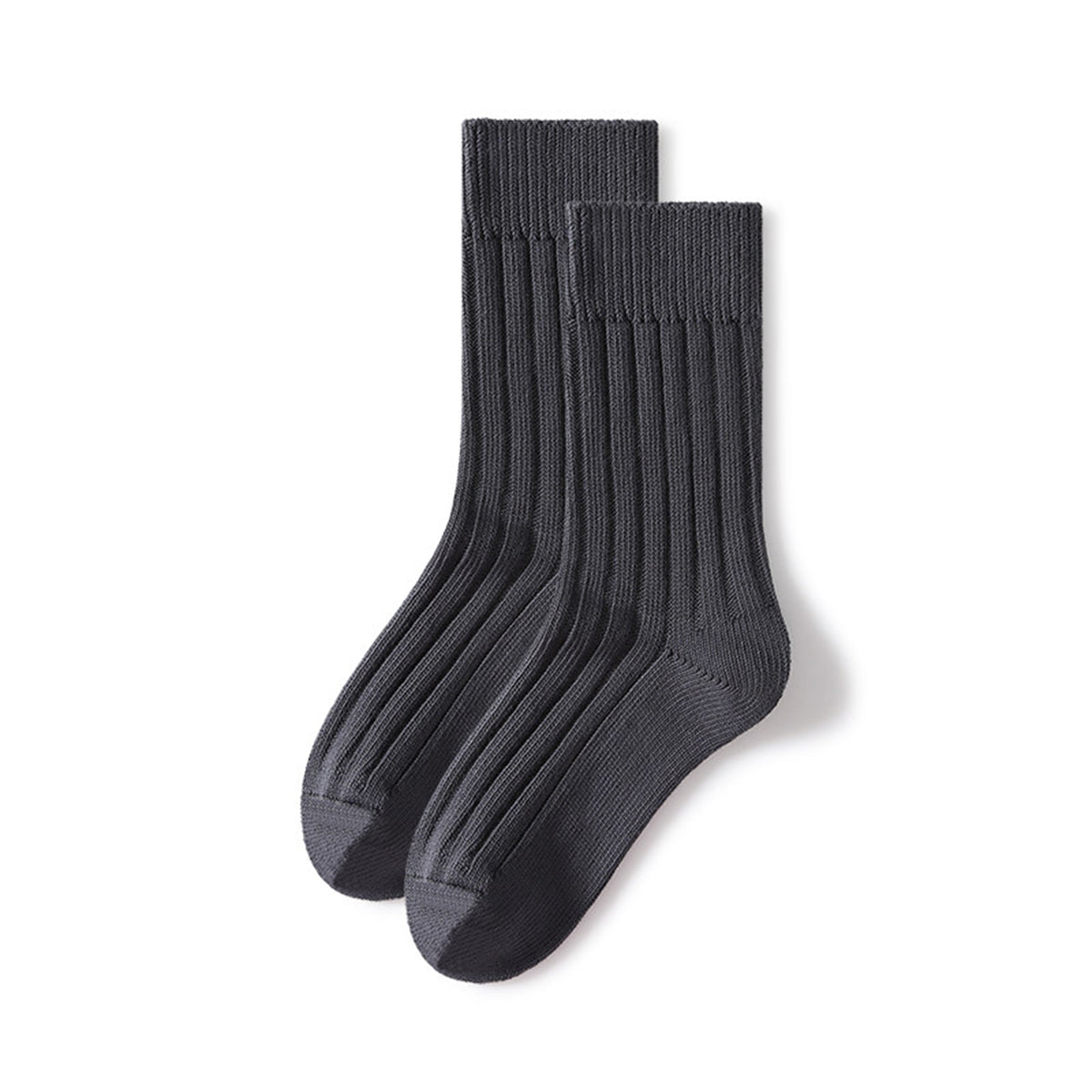 Women's Solid Thick Ribbed Vertical Pattern Mid - Calf Socks - All - Season Single Pair