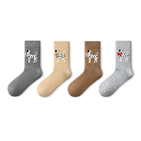Spotted Dalmatian Wool Mid-Calf Socks – Women's 4-Pair Winter Set