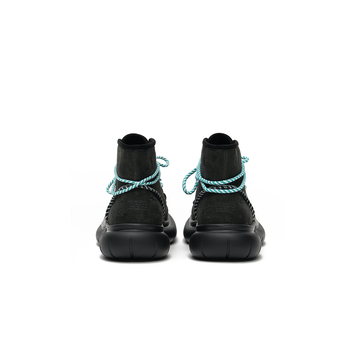 Women's Star Embossed Platform Ankle Boots – Beaded Rope Lace Chunky Boots