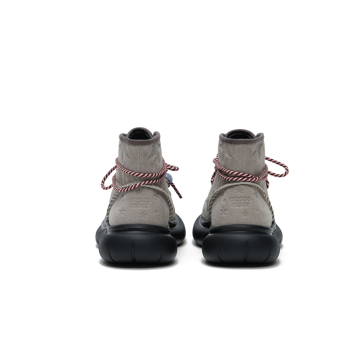 Women's Star Embossed Platform Ankle Boots – Beaded Rope Lace Chunky Boots