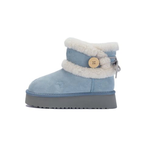 Women's Suede Platform Snow Boots – Paw Print Sherpa Collar Winter Ankle Boots