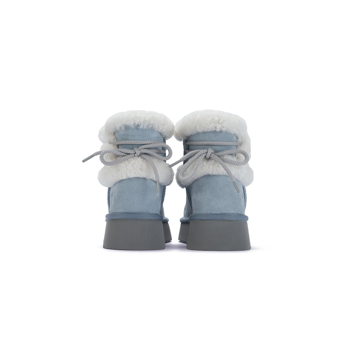 Women's Suede Platform Snow Boots – Paw Print Sherpa Collar Winter Ankle Boots