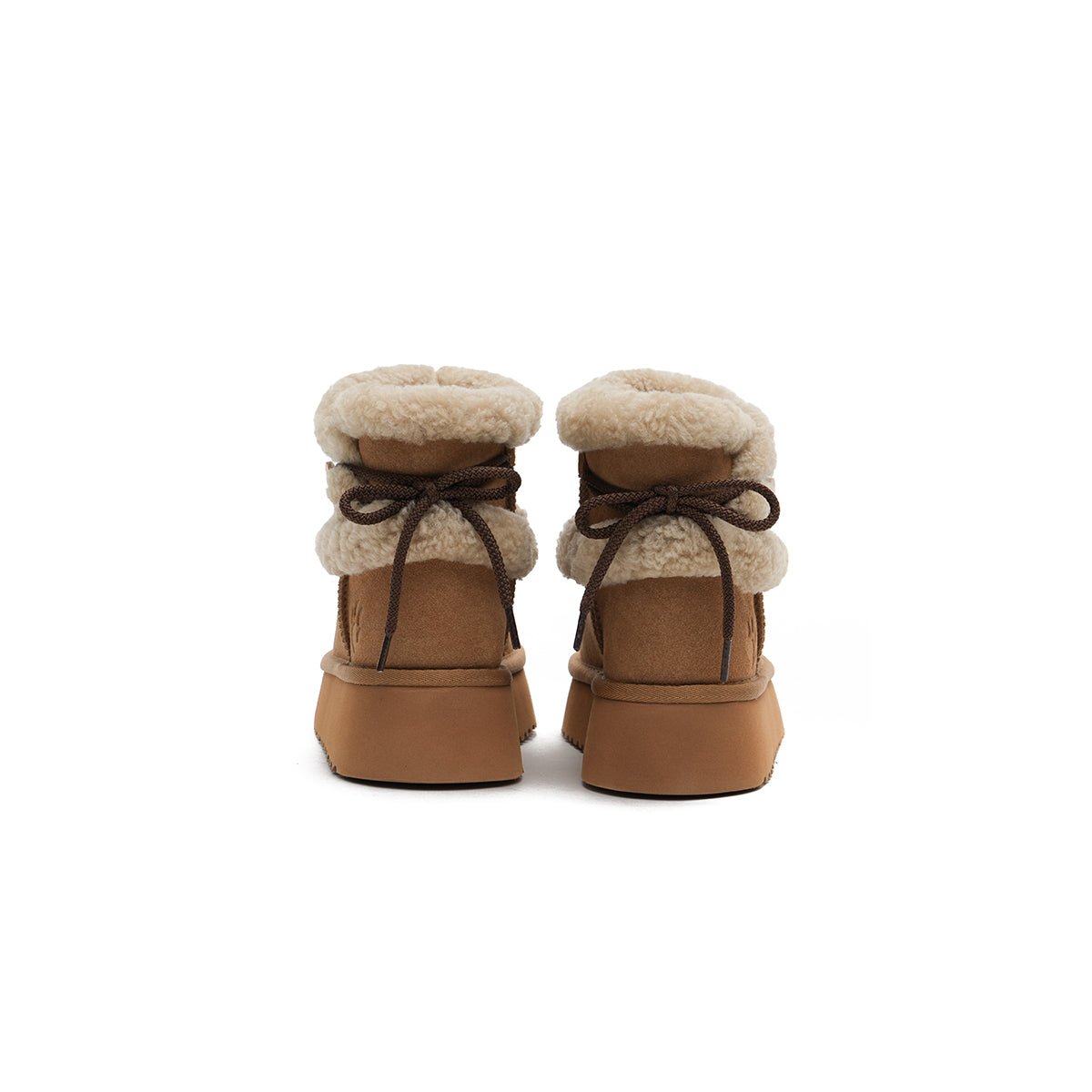 Women's Suede Platform Snow Boots – Paw Print Sherpa Collar Winter Ankle Boots