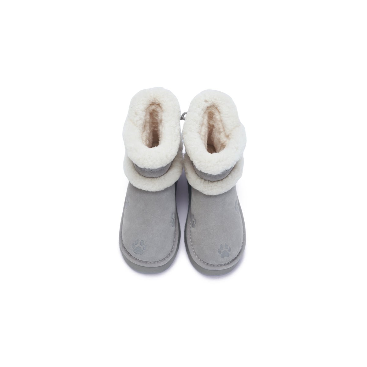 Women's Suede Platform Snow Boots – Paw Print Sherpa Collar Winter Ankle Boots