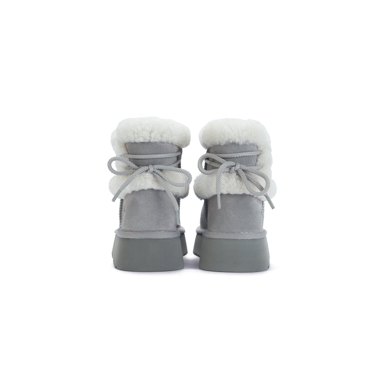 Women's Suede Platform Snow Boots – Paw Print Sherpa Collar Winter Ankle Boots