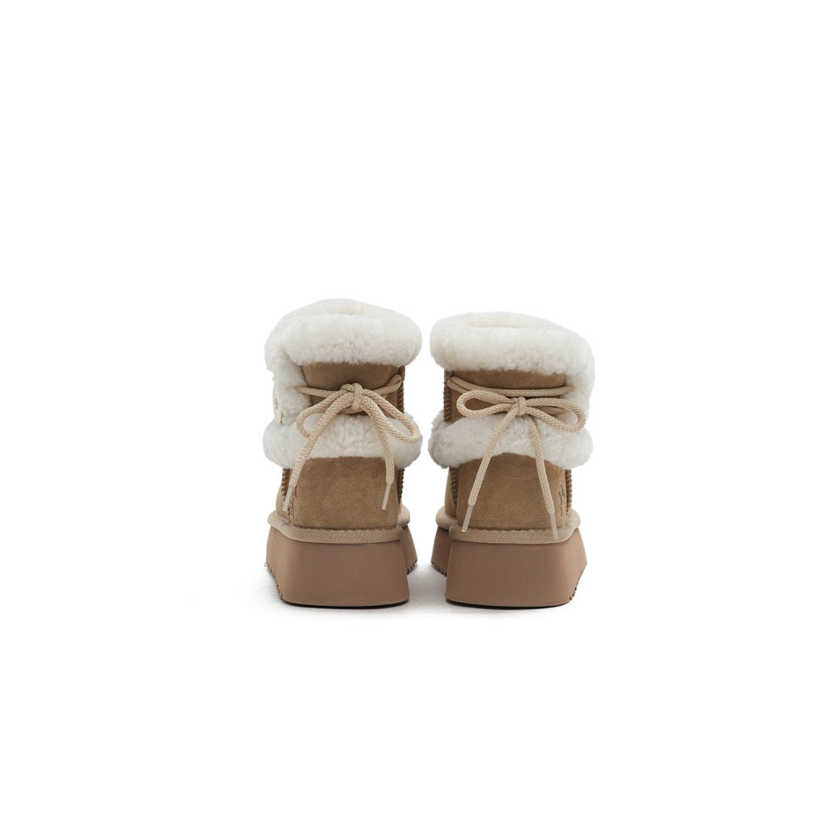 Women's Suede Platform Snow Boots – Paw Print Sherpa Collar Winter Ankle Boots