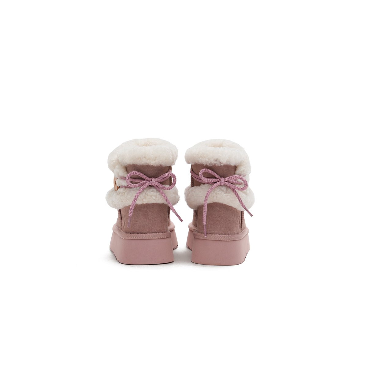 Women's Suede Platform Snow Boots – Paw Print Sherpa Collar Winter Ankle Boots