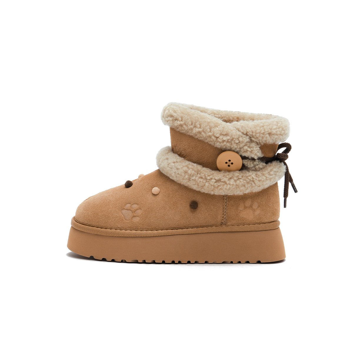 Women's Suede Platform Snow Boots – Pom Pom Dot Sherpa Winter Ankle Boots